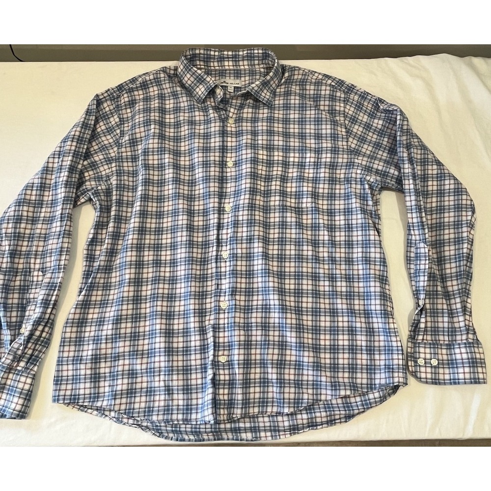 Peter Millar Men's Long Sleeve Button-Up Shirt Size XL Blue Plaid - Picture 5 of 13